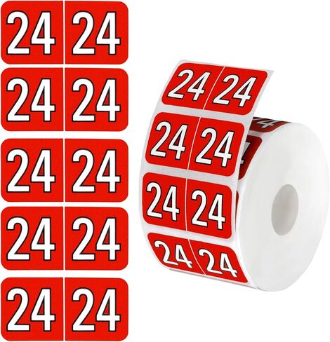2024 Year Stickers, Self Adhesive Number Label Stickers Rectangle Coded File Folder Labels for End Tab File Folders Office Home Supplies (Red) in Saudi Arabia
