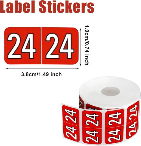 2024 Year Stickers, Self Adhesive Number Label Stickers Rectangle Coded File Folder Labels for End Tab File Folders Office Home Supplies (Red) in Saudi Arabia