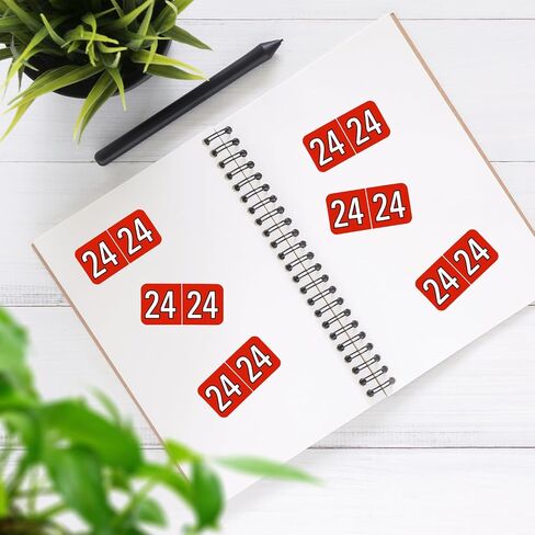 2024 Year Stickers, Self Adhesive Number Label Stickers Rectangle Coded File Folder Labels for End Tab File Folders Office Home Supplies (Red) in Saudi Arabia