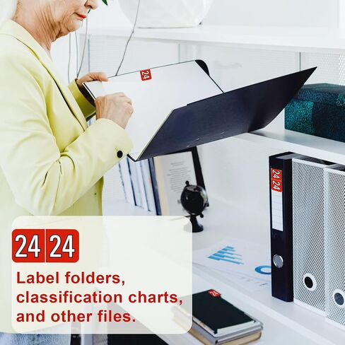 2024 Year Stickers, Self Adhesive Number Label Stickers Rectangle Coded File Folder Labels for End Tab File Folders Office Home Supplies (Red) in Saudi Arabia