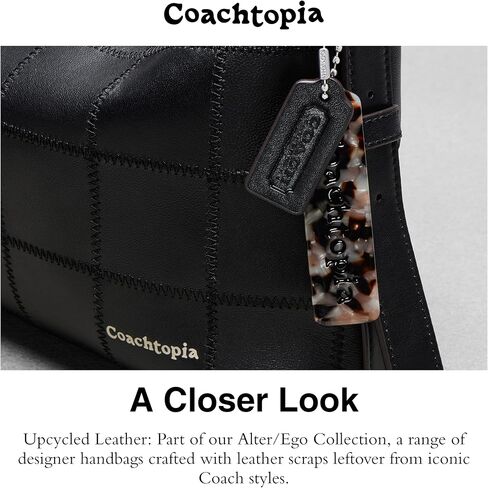 حقيبة كتف Coachtopia Alter/Ego من الجلد المصنوع على شكل رقعة الشطرنج، باللون الأسود/الطباشيري in Saudi Arabia