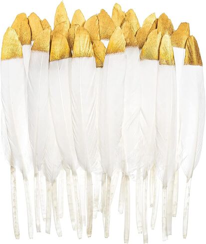 Piokio 30 pcs Metallic Gold Dipped Red Feathers 4-6 inch(10-15 cm) for Cupcake Decorations, DIY Art and Dreamcatcher in Saudi Arabia