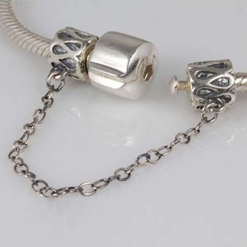Clasp Safety Chain Charm 925 Sterling Silver Clip Stopper Charm Spacer Charm for Bracelet (G) in Saudi Arabia