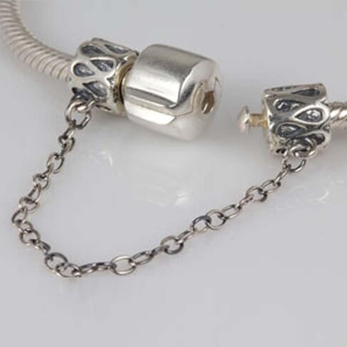Clasp Safety Chain Charm 925 Sterling Silver Clip Stopper Charm Spacer Charm for Bracelet (G) in Saudi Arabia