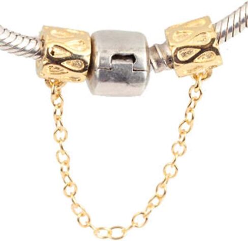Clasp Safety Chain Charm 925 Sterling Silver Clip Stopper Charm Spacer Charm for Bracelet (G) in Saudi Arabia