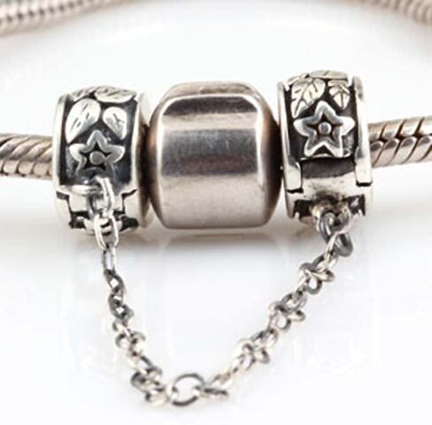 Clasp Safety Chain Charm 925 Sterling Silver Clip Stopper Charm Spacer Charm for Bracelet (G) in Saudi Arabia
