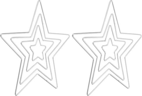 PATIKIL Dream Catcher Rings Set, 2 Set 4 Sizes Metal Star Shape Macrame Wreath Floral Ring Hoop for Home DIY Craft Wedding Wall Hanging Decoration, Silver in Saudi Arabia