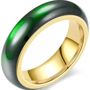 6mm Stainless Steel Green Acrylic Resin Imitation Jade Wedding Band Ring