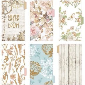 5 pcs Binder Index Dividers Paper,6 Rings Translucent Binder Tab Cards,Plastic Index Tab Binder Dividers for Planner Notebook(A6-Vintage Flower)