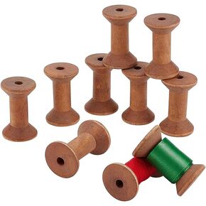 PH PandaHall 10PCS Vintage Wood Spool Wood Sewing Embroidery Thread Spool Textile Wire Weaving Ribbons for Embroidery and Sewing Machines Arts Crafts Thread Cord Roll Coffee Color 2 inch