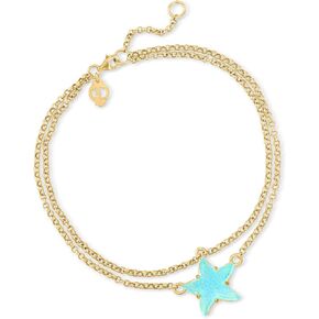 Ross-Simons Italian Tagliamonte Light Blue Venetian Glass Starfish Anklet in 18kt Gold Over Sterling. 9 inches
