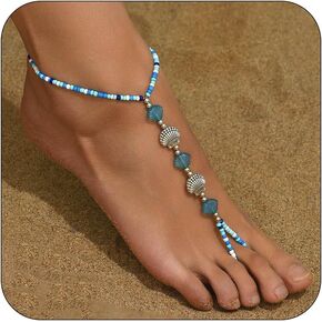 1PCS Boho Barefoot Sandals Shell Anklet Bracelets Ring Feet Jewelry for Women Summer Beach Wedding Shoes Foot Chain Jewelry for Women