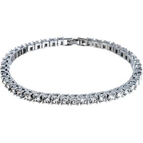 kelistom 14K White Gold Plated 4mm Wide Tennis Anklet for Women, Rhinestone Crystal Inlay Tennis Bracelet Anklet Gold Ankle Bracelets for Women