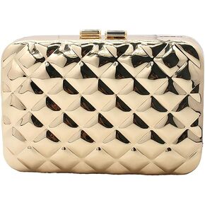 Women Sparkly Clutch Purse Unique Metallic Evening Bag Metal Box Handbag Purse Wedding Party Clutch Shoulder Bag