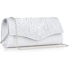 Women Evening Clutch Bags Satin Rhinestone Fromal Party Purse for Wedding Cocktail Prom Clutches