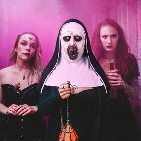 for Nun Scary Halloween Mask, Nun Creepiest Latex Full Head Mask Halloween Party Costume Full Head Costume Creepy Mask