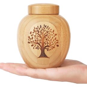 Small Wooden Urns for Human Pet Ashes,Memorial Cremation Urns for Human Ashes Adult Female Male,Decorative Urns Ash Container with Pattern Engraved,Hold Up to 50 Cubic Inch