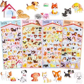 Cute 3D Puffy Stickers for Kids, 4 Sheets Kawaii Bear Rabbit Stickers for Toddler Boys Girls, Reusable Foam Stickers Bubble Stickers for Water Bottle Laptop Phone Case Potty Training School Reward