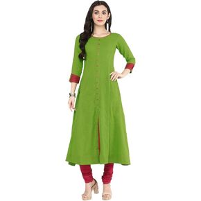 Yash Gallery Women's Cotton Slub Embroidered Anarkali Kurta