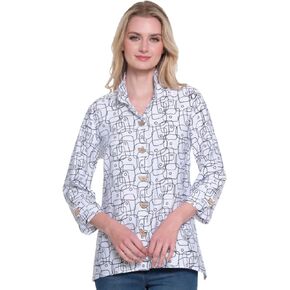 Ali Miles Women's Petite Woven Button Down Tunic