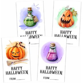 2" Happy Halloween Sticker Set - 40 Pcs Round Spooky Self-Adhesive Label for Gift Wrapping, 4 Different Designs Gift Tag for Goodie Bags, Party Supplies - B01