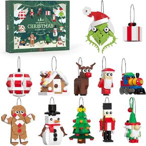 Christmas Ornaments Building Block with Strings for Christmas Tree 2024 New Sets Compatible for Lego,12 Pack Xmas Hanging Decorating Toys for Kids 6-12 Festival Pendants Holiday Favor Buildable Kits