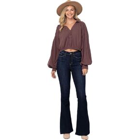 Judy Blue Women's High-Rise Raw Hem Tall Flare Jeans 82343
