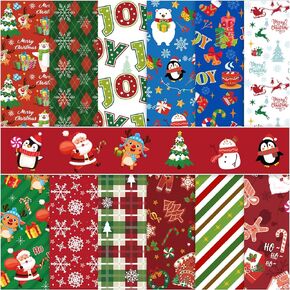 Konsait 24 Sheets Christmas Scrapbook Paper 12x12 Christmas Pattern Paper Double Sided Scrapbook Paper Sheets Decorative Craft Paper Christmas Cardstock Paper for Card Making Scrapbook Supplies
