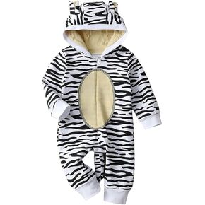 ROYLAMP Infant Baby Tiger Halloween Costume Boys Girls Leopard One Piece Zip Hoodie Romper Jumpsuit 0-24 Months