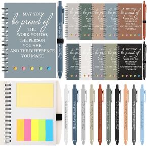 Honoson 20 Set Employee Appreciation Thank You Gifts Bulk Inspirational Mini Spiral Notebooks Journal with Sticky Notepad Motivational Ballpoint Pen for Coworker Nurse Teacher Student Christmas Gift