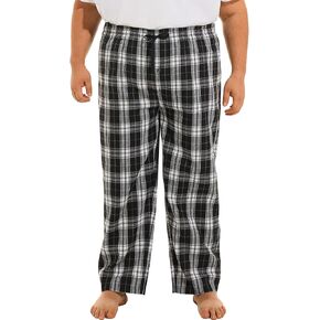 HOdo Big Size Mens Pajama Pants Lightweight Cotton Flannel Pants 30" Inseam with Rear Pocket