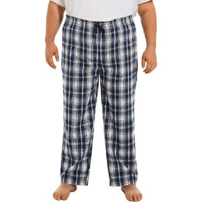 HOdo Big Size Mens Pajama Pants Lightweight Cotton Flannel Pants 30" Inseam with Rear Pocket