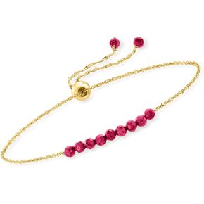 RS Pure by Ross-Simons 2.70 ct. t.w. Ruby Bead Bolo Bracelet 14kt Yellow Gold