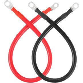 2PCS Battery Cable,Car Accessories Battery Cables,4 AWG Battery Cable,Battery Cables with Terminals,Copper Marine Battery Cables,Battery Power Inverter Cables,Suitable for Boat (3/8"-2FT (2pcs))