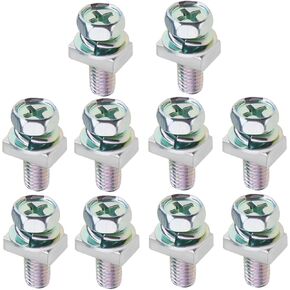 SING F LTD 10PCS Motorcycle Battery Bolts and Nuts Set Carbon Steel Battery Terminal M5x14mm Screws and Square Nuts for Motorcycle ATV Scooter DIY Projects Repairs