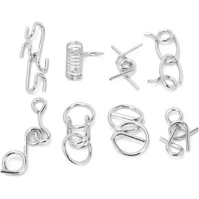 Brain Teasers Metal Wire Puzzle Toys - Assorted Metal Puzzle Toys for Gifts, Party Favors, Prizes, Disentanglement Puzzle Unlock Interlock Toys - Puzzle Brain Teaser Set of 8