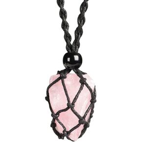 iSTONE Unisex Genuine Natural Gemstone Pendant Necklace Nylon Cord 25 Inch For Men Women