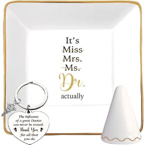 Female Doctor Graduate Gifts, It’s Miss Ms Mrs Dr Actually Jewelry Trinket Dish Ceramic with Ring Holder, Doctor Day Gift, PhD Graduation Gifts for Doctor, Gift for Woman Doctor Birthday Christmas