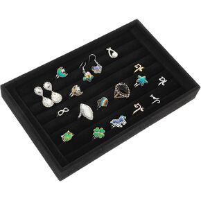 simarro Ring Display Tray, Velvet 7 Slots Ring Holder for Drawer Jewelry Organizer Stand for Rings Ring Holder Display Earrings Ring Organizer Home Organization & Decoration 8.7in×5.6in×1.2in (White)