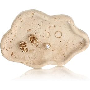 Natural Travertine Tray Cloud Shape Jewelry Dish 7.6 x 5.31 x 0.59 Inches Stone Tray Catch All Trays Marble Dish Trinket Ring Key Tray Aesthetic Gift for Women Home Table Room Decor