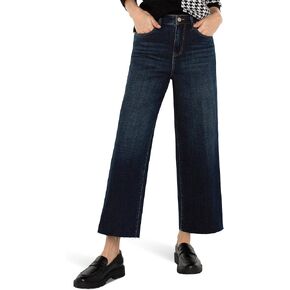 Liverpool Los Angeles Womens Stride Crop Wide Cut Hem Hi Rise Crosshatch Denim, Eastmoor, Size: 10, Inseam: 26