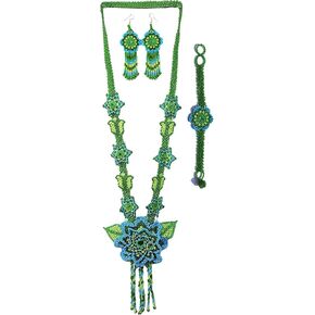 Long Beaded Necklace – Boho Native Handmade Seed Bead Tassel Necklace, Bohemian Large Statement Beaded Necklace for Women (craftscorner-va1) (Green)