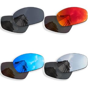 4 Pairs Anti-scratch Polarized Replacement Lenses for Oakley Straight Jacket 2007 Sunglasses, Retro Black+silver+blue+fire