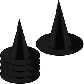5pcs Small Size Halloween Witch Hats, Costume & Cosplay Witch Hat Decoration Wizard Hat Accessories for Kids Party Favors Festival Dressing Up (Plain Black)