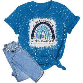 Autism Awareness Shirt Women Autism Support Tops Women Rainbow Mental Health Tshirt Special Education Tee