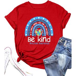 Autism Awareness Shirt Women Autism Support Tops Women Rainbow Mental Health Tshirt Special Education Tee