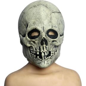 Creepy Halloween Full Head Skull Mask Adult Entire Head Realistic Latex Helmet, Scary Skeleton