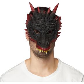HMS Supersoft 2-Tone Dragon Mask-Red and Black, One Size