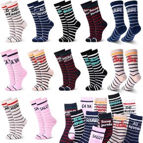 12 Pairs French Socks for Women Men French Gifts for Women Paris Gifts for Birthday Thanksgiving Christmas Appreciate You Gifts for French Teacher French Stylish Novelty Socks US Size 6-12