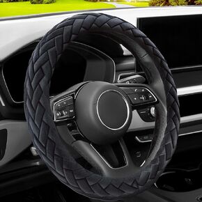 Soft Velvet Steering Wheel Cover Cute Hands Warm Fuzzy, Universal 15 Inch for Women Girls, Fit Vehicles, Sedans, SUVs, Vans, Trucks - Light Pink